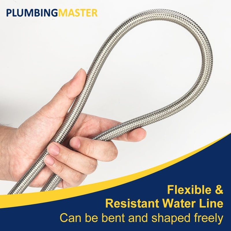 PLUMBINGMASTER 10ft Ice Maker Water Line Stainless Steel Braided – Flexible Refrigerator Water Supply Tube with 1/4" Quick Connect Fitting, Universal Fit - Image 4